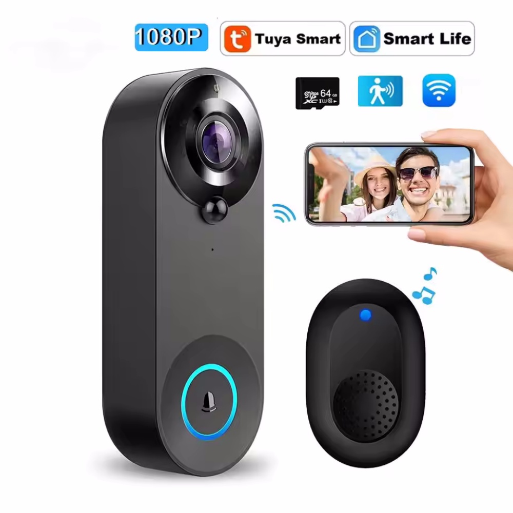 Home Security No Wifi - Tuya 1080P Wireless WIFI Doorbell Video