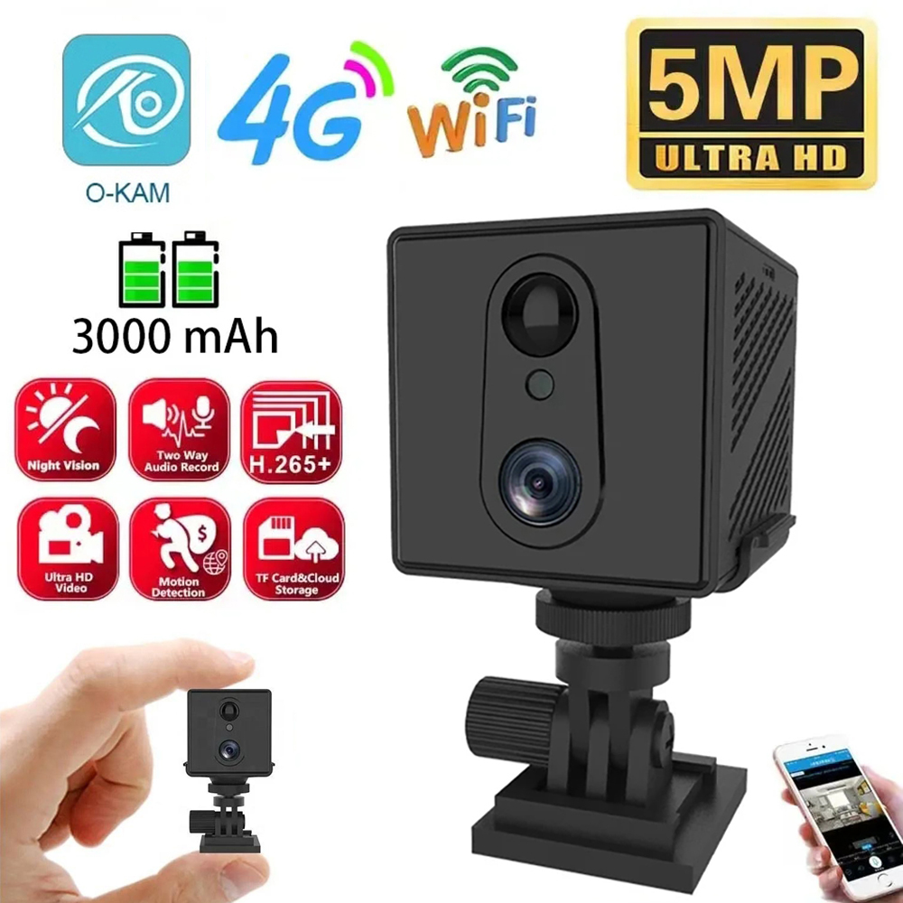Home Security Indoor Cameras - 5MP 4G SIM Card Mini Camera