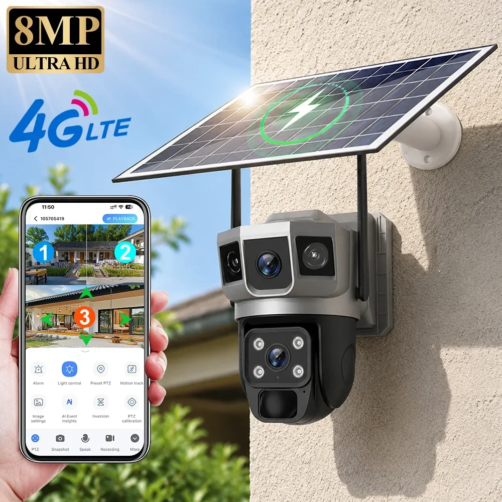 Home Security Tools - V380 4K 3 Screens 4G Camera