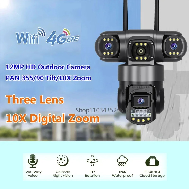 3‑Lens 4G SIM Security Cam 360 - огляд і ціна Home Yard Security Cameras