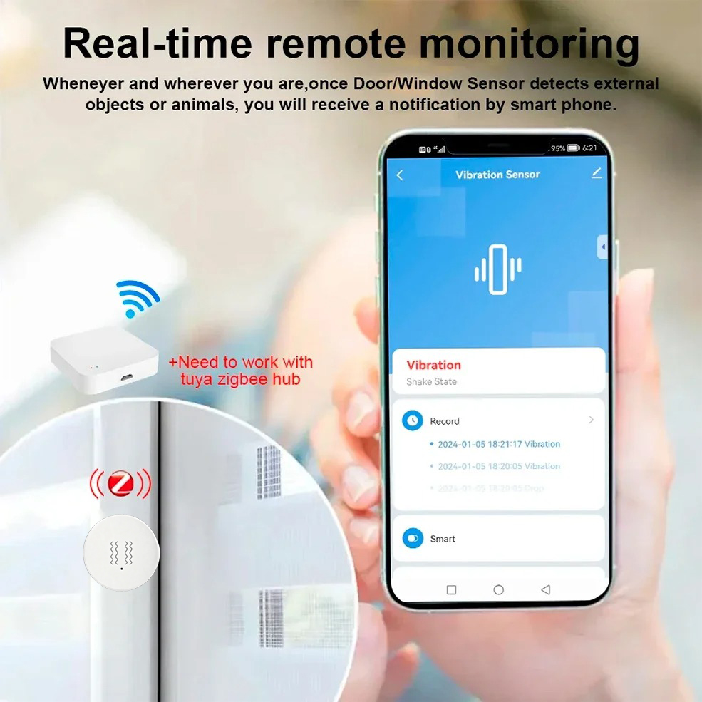 Tuya ZigBee Smart Vibration &  - огляд і ціна Home Security With Alarm