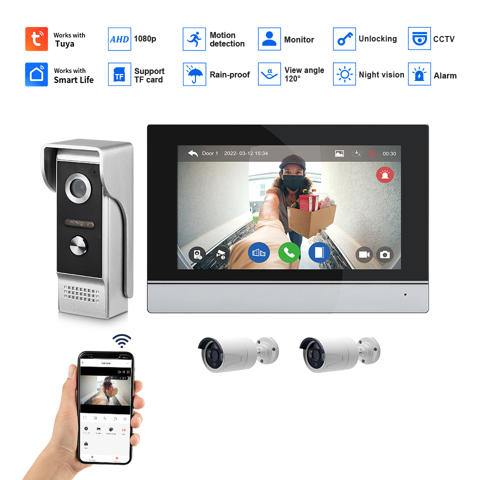 7Inch IPS Screen 2MP  Tuya Rem - огляд і ціна Home Security No Wifi