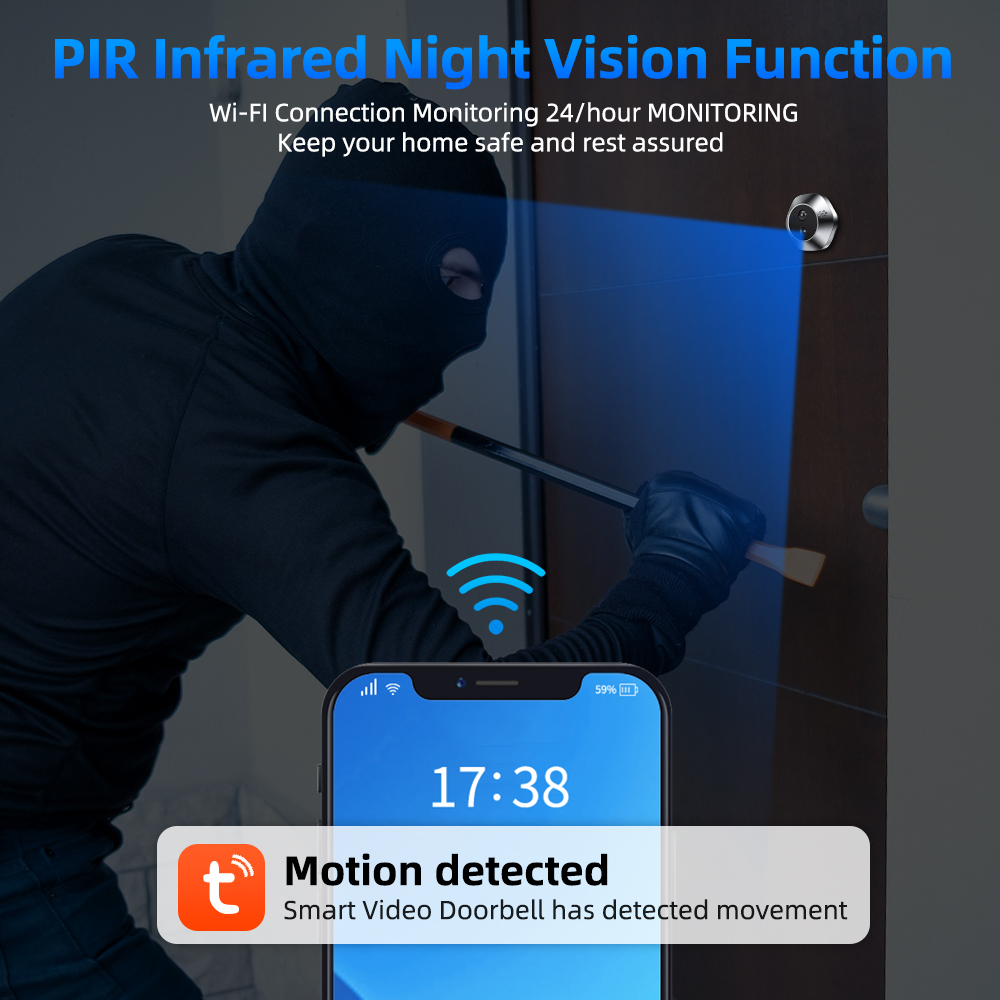 1080P WiFi Peephole Tuya Smart - огляд і ціна Home Security Indoor Cameras